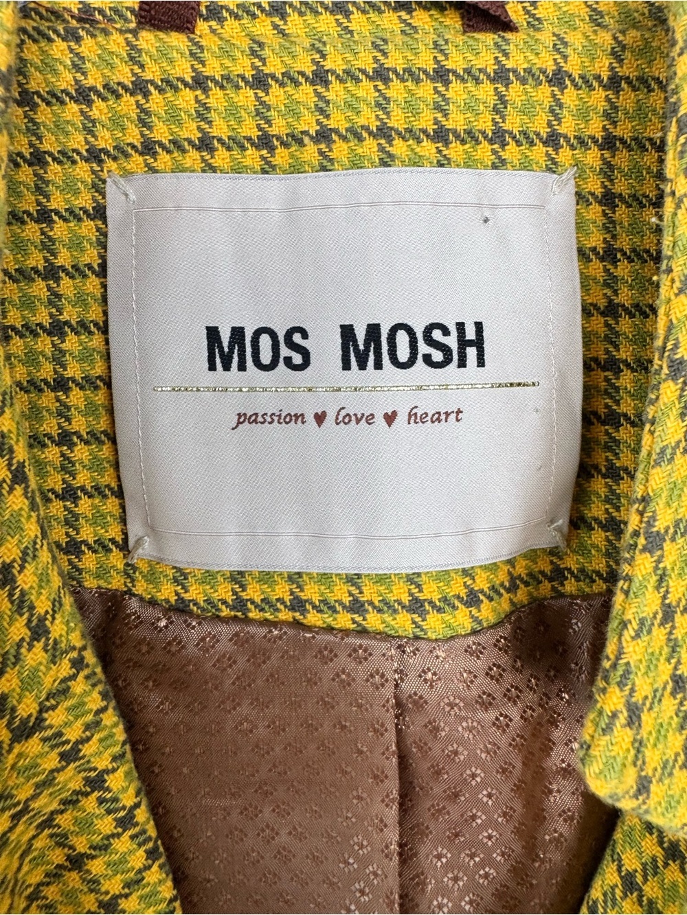 MOS MOSH Houndstooth Military Jacket | Mustard Yellow Tailored Blazer | EU 38 - Picture 4 of 4